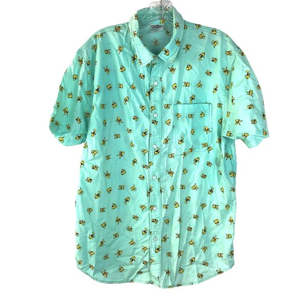 Pokemon Shirt Men Sz M Pikachu All Over Print Anime Short Sleeve Button Up - Picture 1 of 6